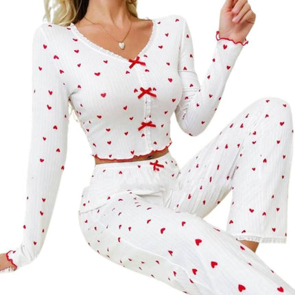 Elegant White Ribbed Pajama Set