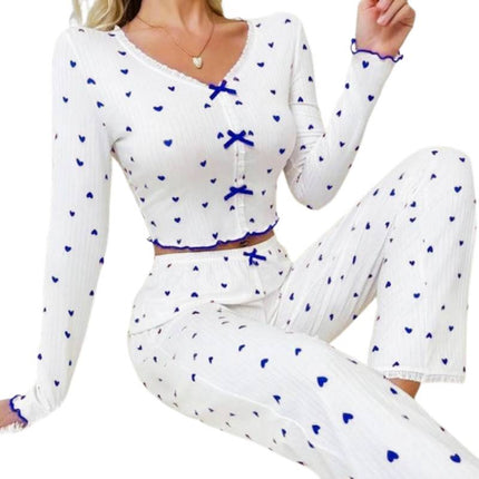 Elegant White Ribbed Pajama Set