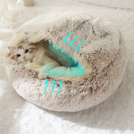 Cozy Anti Stress Cat Enclosure: Plush Round Sleep Bag for Ultimate Feline Comfort